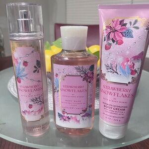 Bath & Body Works Strawberry Snowflakes Trio NWT
